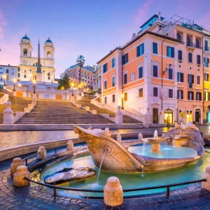 Spanish Steps in the morning, Rome, Italy at twilight